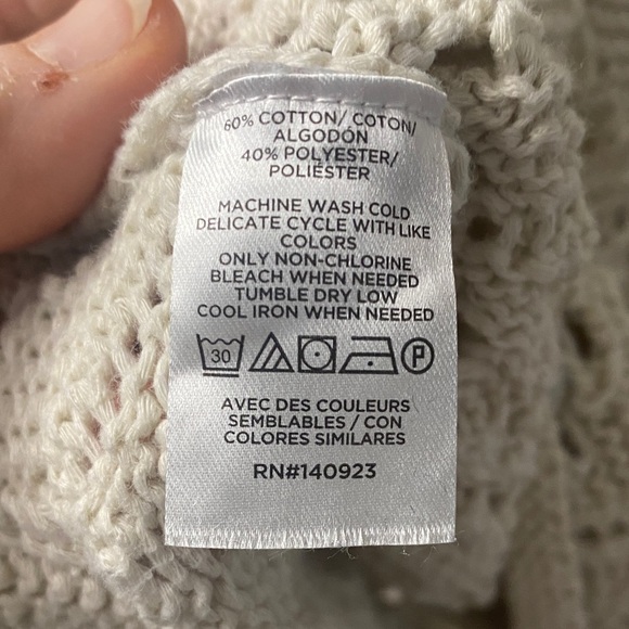 LOFT Cream Crochet Patterned Sweatshirt - Picture 3 of 3